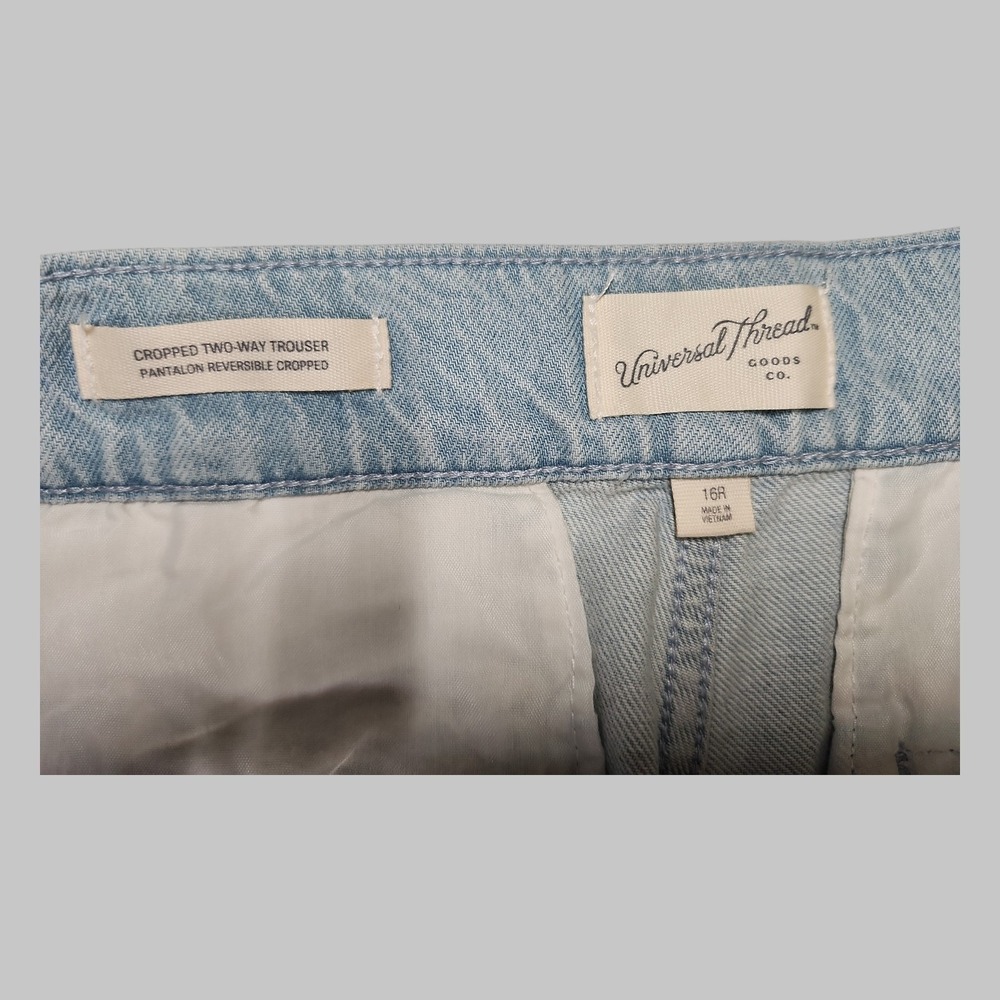 NWT Universal Thread Light Wash Cropped Two Way Trouser Wide Leg Jeans Size 16R - Picture 4 of 6